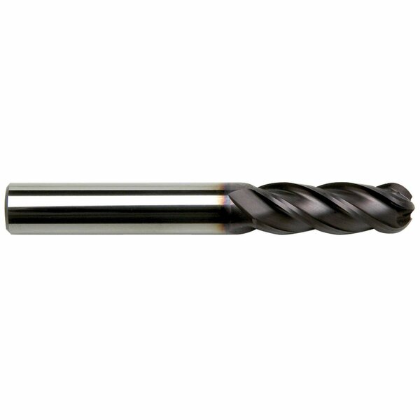 Gs Tooling 1" Diameter x 1" Shank 4-Flute Long Length Ball Nose Typhoon Red Series Carbide End Mills 104849